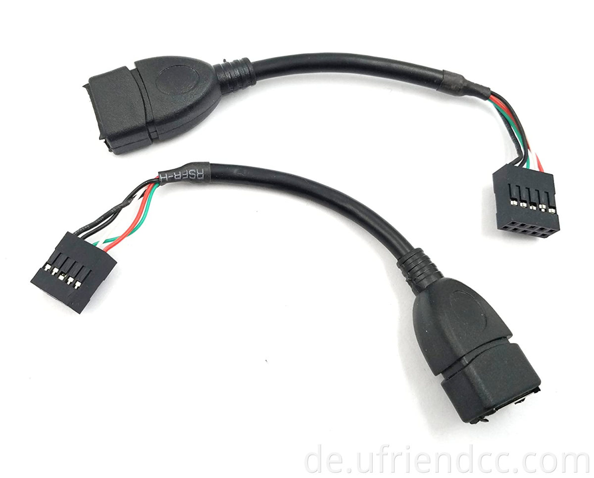 OEM ODM Custom Factory USB 2.0 Typ A Female zu Dupont 9 Pin weiblicher Header Mutterbrettkabelkabel